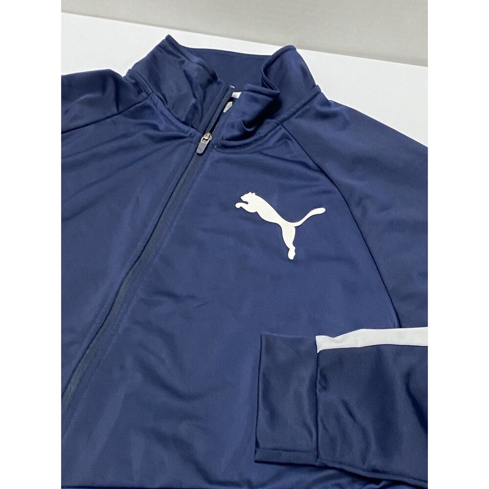 Puma Jacket Mens XLT Navy Blue & White Full Zip Track Polyester